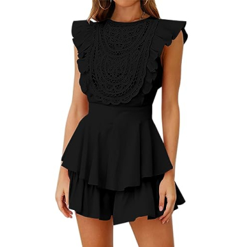 Stylish SPRIME Women's Floral Lace Romper for Summer Fun