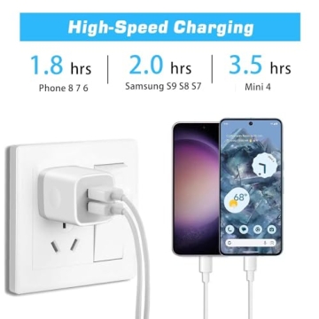 Dual Port USB Wall Charger 4-Pack for iPhone Android