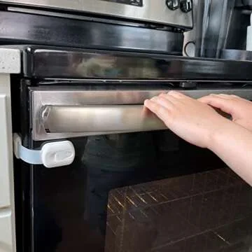 Vmaisi Baby Proofing Cabinet Locks - Childproofing Adjustable Multi Use Straps Latches for Drawers, Fridge, Dishwasher, Toilet Seat, Cupboard, Closet, Oven,Trash Can, Adhesive No Drilling (White) (4)