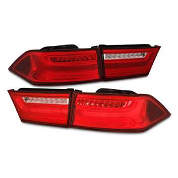AKKON - For 2004-2008 Acura TSX LED Light Tube Tail Lights Rear Pair Housing - Red Clear Lens
