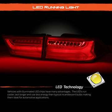 AKKON - For 2004-2008 Acura TSX LED Light Tube Tail Lights Rear Pair Housing - Red Clear Lens
