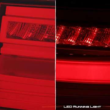 AKKON - For 2004-2008 Acura TSX LED Light Tube Tail Lights Rear Pair Housing - Red Clear Lens