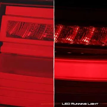 AKKON - For 2004-2008 Acura TSX LED Light Tube Tail Lights Rear Pair Housing - Red Clear Lens
