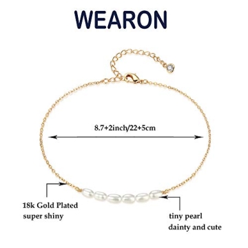 Stylish WEARON Gold Pearl Anklet for Women Adjustable