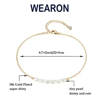 Stylish WEARON Gold Pearl Anklet for Women Adjustable