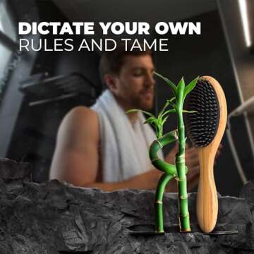 Bossman Men's Boar and Nylon Bristle Hair and Beard Brush - Detangling & Straightening Wooden Oval Wet Brush - Ergonomic Bamboo Design