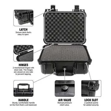 Olympia 13.47" Waterproof Hard Case with DIY Customizable Foam, Fit use of Gear, Equiment, Camera and so on