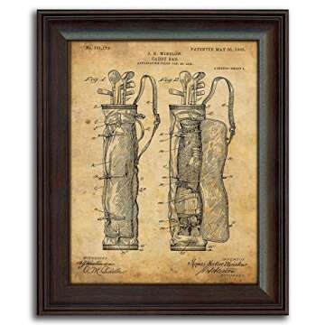 Personal-Prints | Golf Vintage Style US Patent Prints Wall Art | Framed Behind Acrylic Golfer Décor...