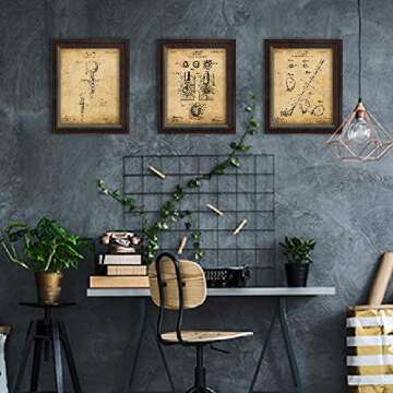 Personal-Prints | Golf Vintage Style US Patent Prints Wall Art | Framed Behind Acrylic Golfer Décor Featuring a Golf Club, Golf Tee, Golf Bag and Golf Ball (4 set (Ball Tee Club Bag))