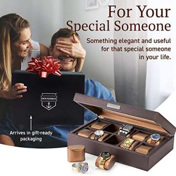 Elegant HOUNDSBAY Mariner Men's PU Leather Watch Box - Perfect for Large Watches