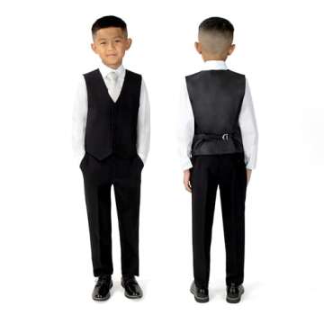 Spring Notion Boys' Formal Dress Suit Set 3T Black Suit Ivory Tie