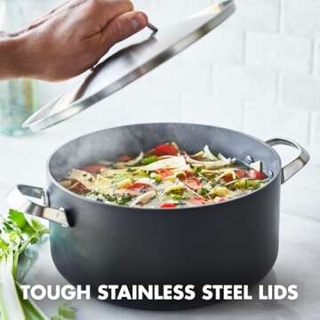 GreenPan Paris Pro Hard Anodized Healthy Ceramic Nonstick, 11 Piece Cookware Pots and Pans Set with Stainless Steel Lids, PFAS-Free, Dishwasher Safe, Grey