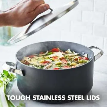 GreenPan Paris Pro Hard Anodized Healthy Ceramic Nonstick, 11 Piece Cookware Pots and Pans Set with Stainless Steel Lids, PFAS-Free, Dishwasher Safe, Grey