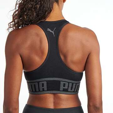 PUMA womens Seamless Sports Bra, Puma Black, Large US