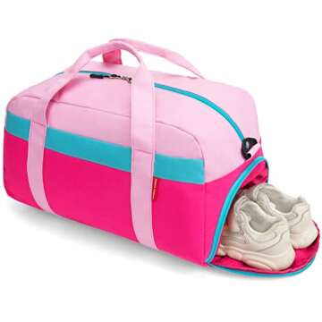 HawLander Kids Duffle Bag for Boys or Girls, Fit School Practice, or Overnight Travel (Pink)