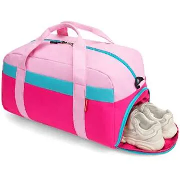 HawLander Kids Duffle Bag for Boys or Girls, Fit School Practice, or Overnight Travel (Pink)