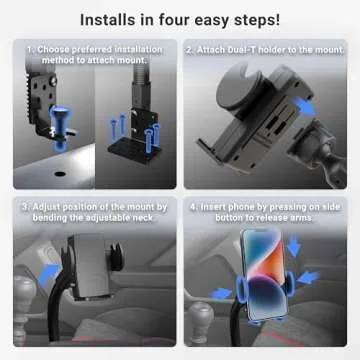 ARKON Mounts - Phone Holder with Car Seat Rail Mount | Car Phone Stand with Flexible 22" Arm | Professional-Grade Durability | Phone Holder For Car | For iPhone, Samsung, Google, Nokia, other phones