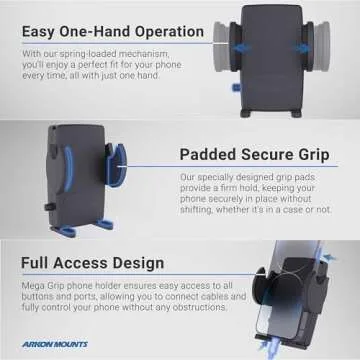 ARKON Mounts - Phone Holder with Car Seat Rail Mount | Car Phone Stand with Flexible 22" Arm | Professional-Grade Durability | Phone Holder For Car | For iPhone, Samsung, Google, Nokia, other phones