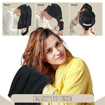 SUNLAND Microfiber Hair Towels for Quick Drying and Comfort