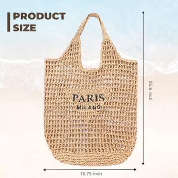Stylish Pleneal Straw Beach Bag for Women - Large & Portable