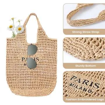 Stylish Pleneal Straw Beach Bag for Women - Large & Portable