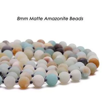 Aobei Pearl Long Amazonite Beaded Necklace - 59'' Stylish Versatility