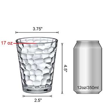 Amazing Abby - Iceberg - 16-Ounce Plastic Tumblers (Set of 8), Plastic Drinking Glasses, All-Clear Reusable Plastic Cups, Stackable, BPA-Free, Shatter-Proof, Dishwasher-Safe