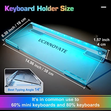 UCINNOVATE RGB Acrylic Keyboard Riser for Ergonomic Typing