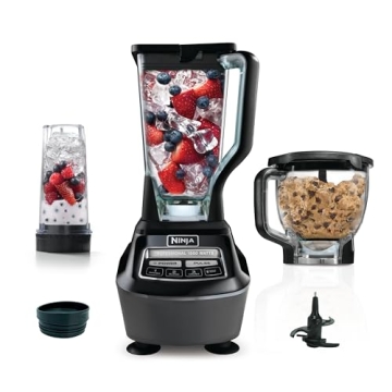 Ninja Blender, Food Processor, Blender for-Smoothies, Includes Pitcher, Smoothie Cup, and 8-Cup Bowl...