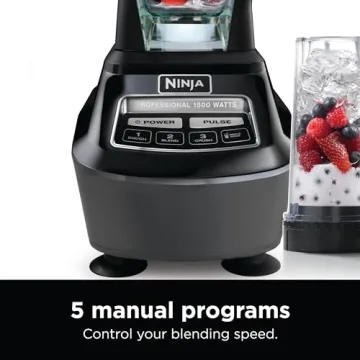 Ninja Blender, Food Processor, Blender for-Smoothies, Includes Pitcher, Smoothie Cup, and 8-Cup Bowl, Salsa, Dough, Shakes, Slush, and Frozen Drinks, Mega Kitchen System, Black, BL770AMZ