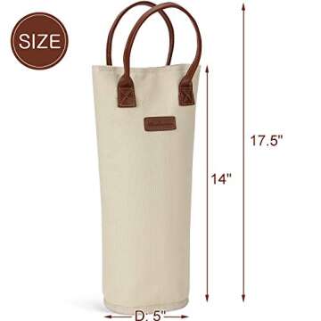Single Bottle Insulated Wine Tote, 1 Bottle Wine Carrier Bag Padded Wine Cooler Perfect Wine Lover's or Wedding Gift-White