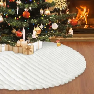 LOMOHOO Christmas Tree Skirt 36" Luxury Faux Fur Decor