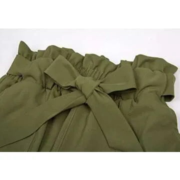 GRACE KARIN Women's Fashion High Waist Pencil Trouser Skinny Pants with Belt Army Green L