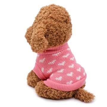 Valentine's Day Pink Heart Pet Sweater for Dogs - Cozy Knitted Small to Medium Dog Sweaters, Adorable Puppy Cat Dogs Sweater with Love Pattern, Perfect for Cold Weather and Celebrating Love