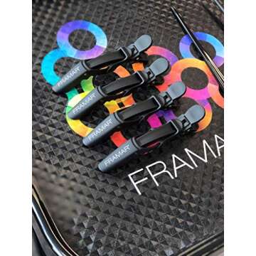 Framar Gator Grips Black Styling Hair Clips - Set of 4 Professional Hair Clips with Hair Styling and Sectioning - Wide Teeth & Durable for Hair Salon