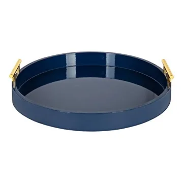 Kate and Laurel Stunning 18" Round Tray with Gold Accents