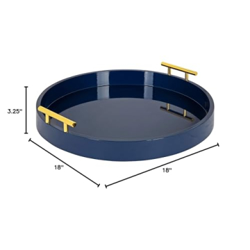 Kate and Laurel Stunning 18" Round Tray with Gold Accents