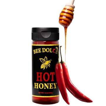 Bee Dolce Hot Honey, 12 Oz Sweet and Spicy Honey with Calabrian & Habanero Peppers