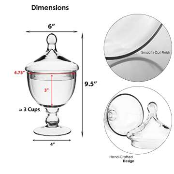 CYS EXCEL Glass Apothecary Candy Buffet Jars (Set of 3) | Decorative Dessert Table Jar Sets | Elegan...