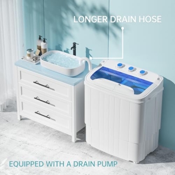 Portable Twin Tub Washing Machine with Drain Pump