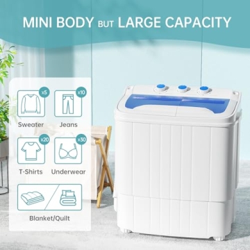 Portable Twin Tub Washing Machine with Drain Pump