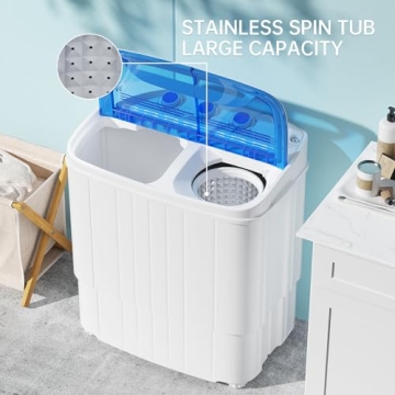 Portable Twin Tub Washing Machine with Drain Pump