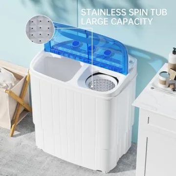 Portable Twin Tub Washing Machine with Drain Pump