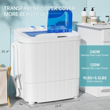 Portable Twin Tub Washing Machine with Drain Pump
