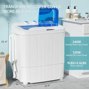 Portable Twin Tub Washing Machine with Drain Pump