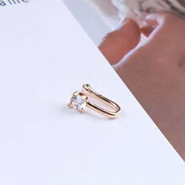 Andelaisi Punk Crystal Circle Clip On Nose Ring Vintage CZ Circle Fake Nose Ring Gold Round Nose Cuff Hoop Ring Non Pierced Nose Ring Gothic Clip On Nose Ring Jewelry for Women