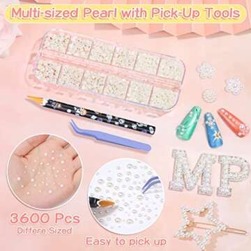 3600Pcs Face Gems Eye Pearls with SFX Makeup Glue Spirit Adhesive for Costume, Shynek Half Pearls Hair Pearls Beads Face Adhesive Makeup Gems Flatback Pearls for Nail Hair Makeup Jewels Cosplay