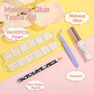 3600 Pcs Shynek Face Pearls with Makeup Glue for All Occasions