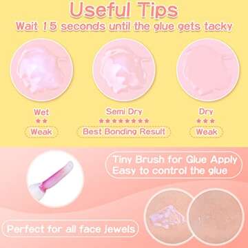 3600Pcs Face Gems Eye Pearls with SFX Makeup Glue Spirit Adhesive for Costume, Shynek Half Pearls Hair Pearls Beads Face Adhesive Makeup Gems Flatback Pearls for Nail Hair Makeup Jewels Cosplay