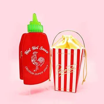 Bewaltz Novelty Handbags, Fun Shape Purse Chainstrap Glitter Holo Tween Style (Hot Hot Rooster Sauce)